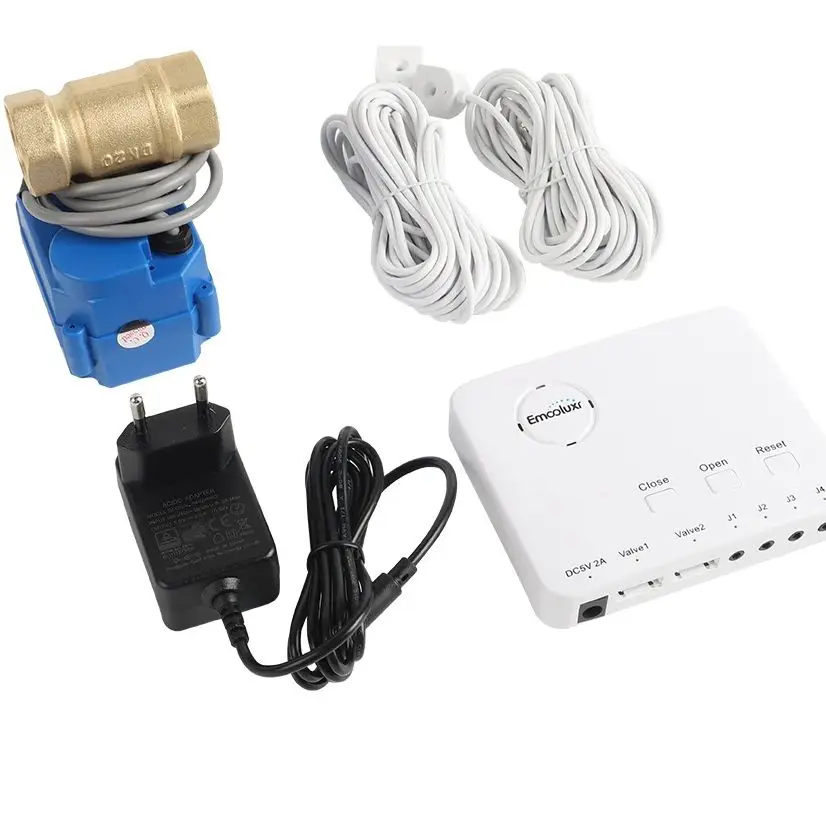 

1/2", 3/4" ,1" Valve Water Leakage Alarm System + 2pc 6-Meter Water Sensor for Garage/Laundry Room/Warehouse Leakage Protection