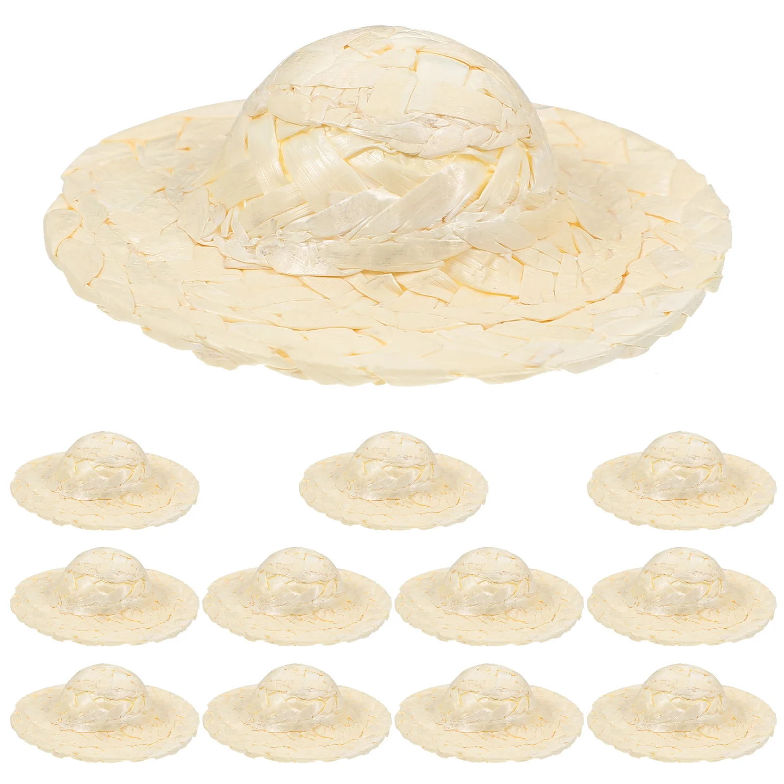 

12pcs Mini Woven Straw Hat Lightweight Decorative Craft For Diy Painting Small Top Hat Accessories Party Favors Photo Prop