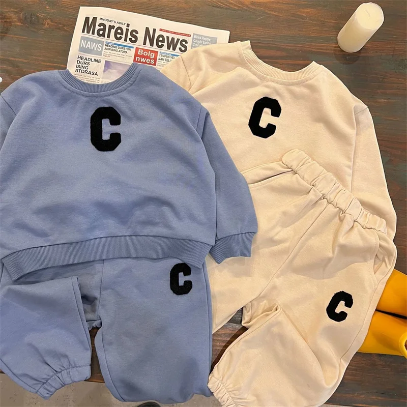 Boys Sweatshirts +Pants Kids Suits 2PCS/Set Cotton 2024 Pullover Spring Autumn Cotton Tracksuits Sport Christmas Gift Children C