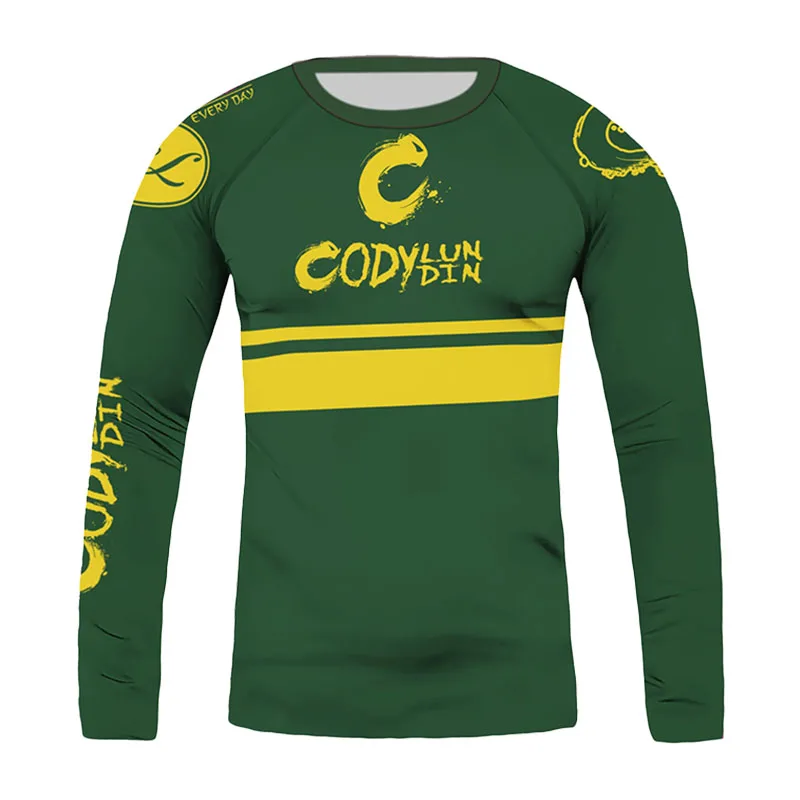 2026 Cody Lundin Boys No-Gi Sublimation Print Lightweight Compression Long Sleeve Rash Guard for MMA Jiu Jitsu Boxing Training