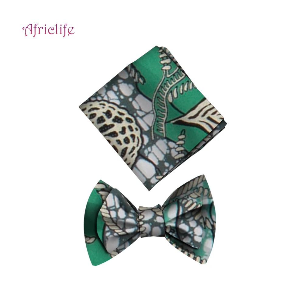 New African Print Bow Tie and Kerchief for Men Bohemia Cotton Print Fabric Gifts for Men Jewelry SP077