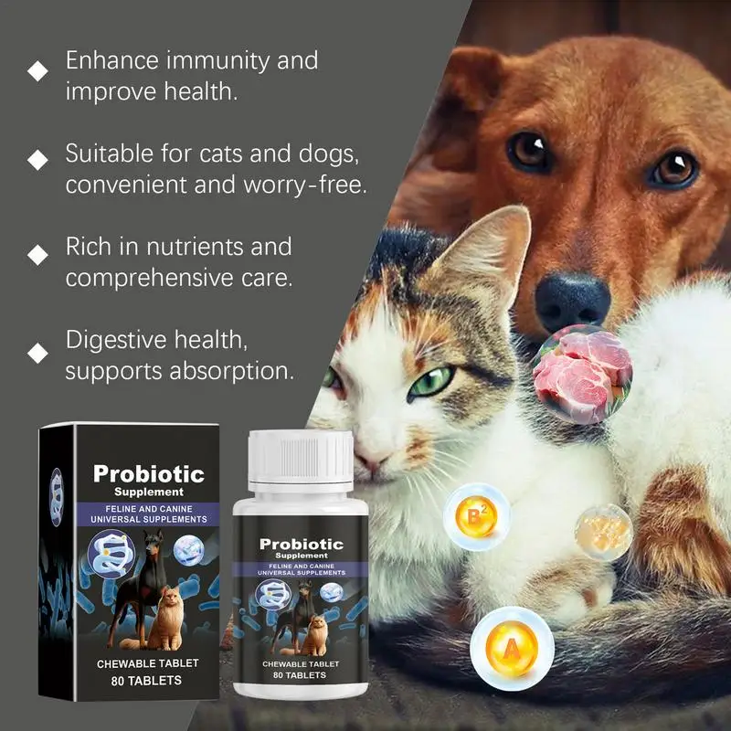 Dog Probiotic Supplements Pet Health Supplement 120Pcs Chewable Tablets For Cats And Dogs Promotes Health In Pets