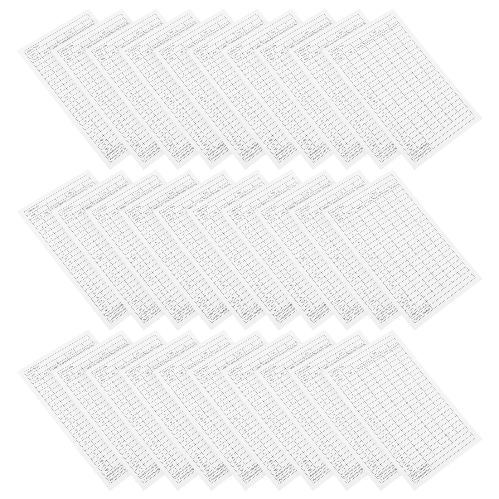 

30pcs Golf Scorecards Coated Paper Portable Lightweight Smooth Writing Score Recording Tool For Sports Tracking Use