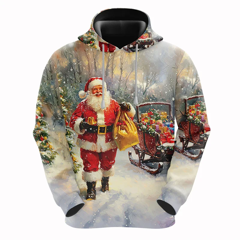 2025 Christmas Hoodies Santa Claus 3D Print Men Women New Hooded Sweatshirts Casual Unisex Hoody Pullover Kids Tops Clothing