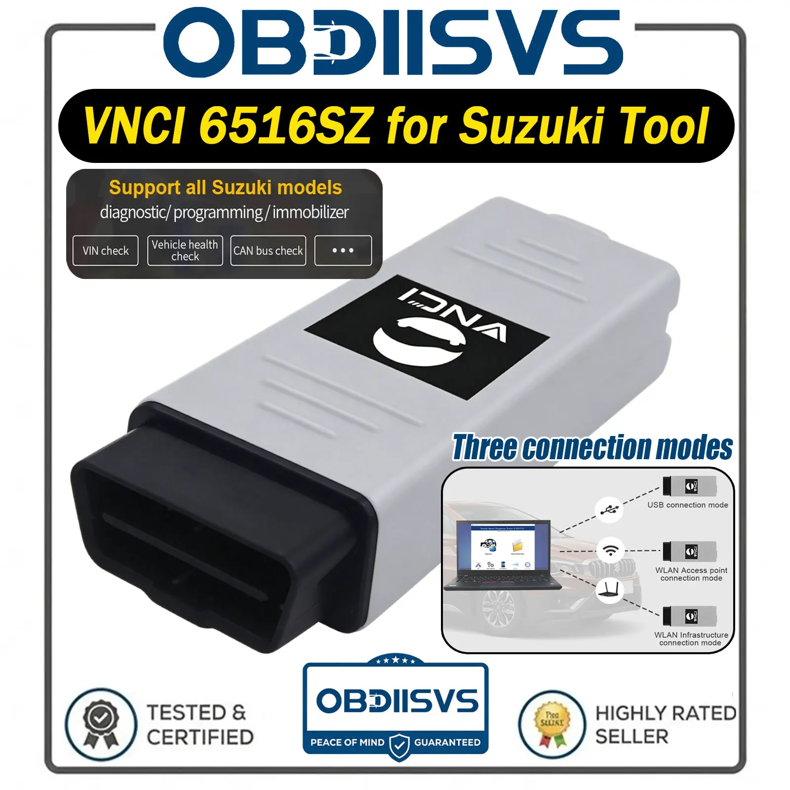VNCI 6516SZ Scan Auto OBD2 Diagnose- und Programmiergerät Wegfahrsperre WLAN-Adapter für STD2 OEM Software OBDII Scanner für Suzuki – Detail 1