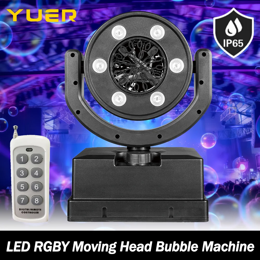 

NEW Waterproof LED RGBY Moving head Bubble Machine with battery DMX512 Remote Stage effect Machine For DJ Disco Party Wedding