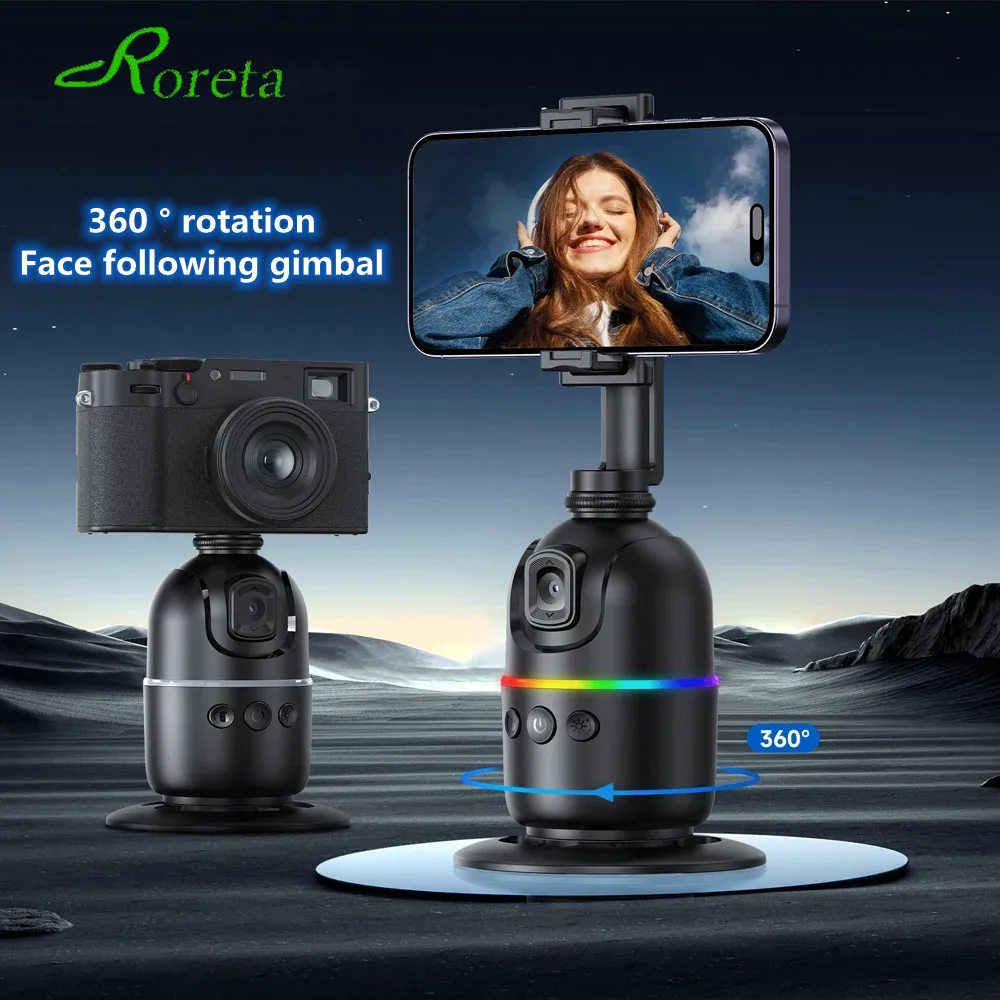 Roreta 2024 AI Smart Gimbal 360° Auto Face Tracking Gimbal All-in-one Rotation For Smartphone video Vlog Stabilizer Phone Holder