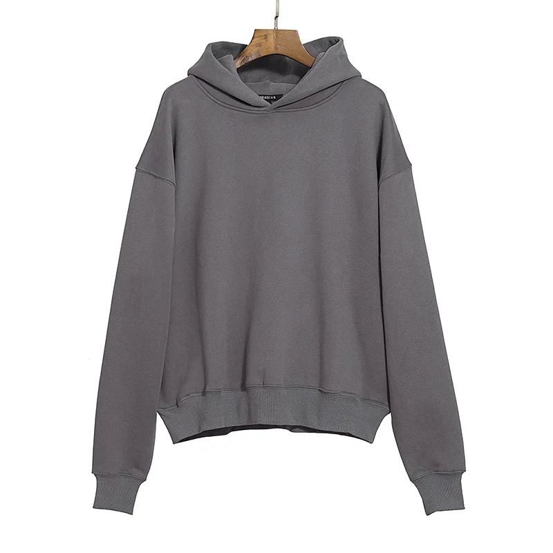 Kanye West Season 6 Solid Color Hoodie with Velvet Loose Winter Men's Sportswear