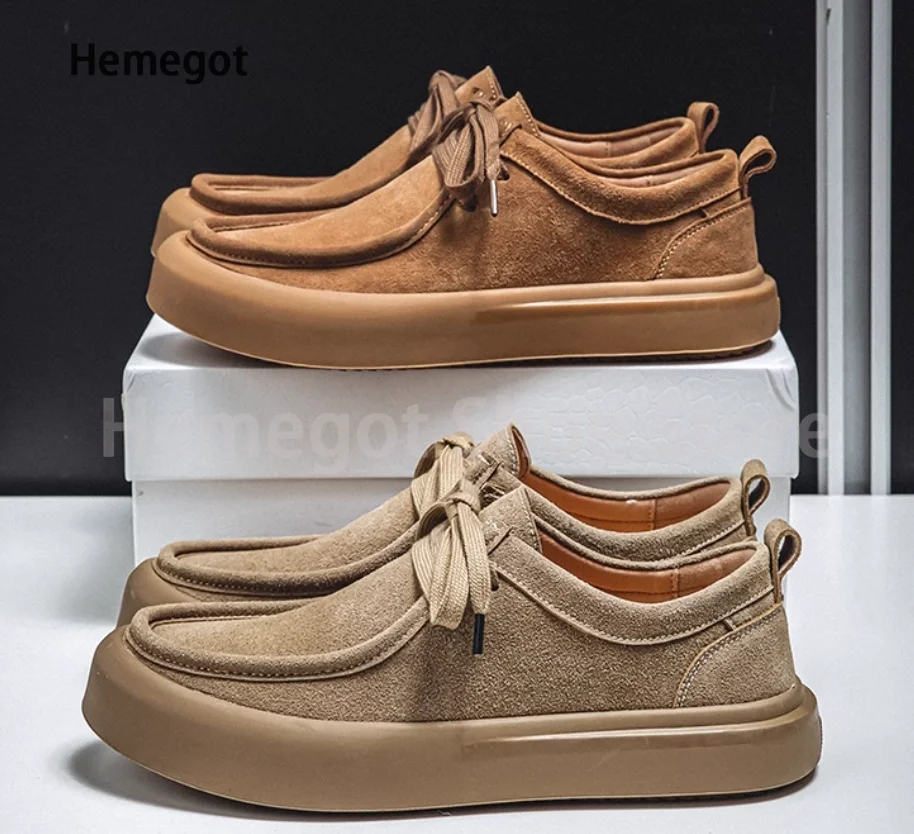 

Thick-Soled Derby Shoes Men's Shoes Round Toe Lace-Up Sneakers Wear-Resistant Breathable Solid Color Shoes Handmade Men's Shoes
