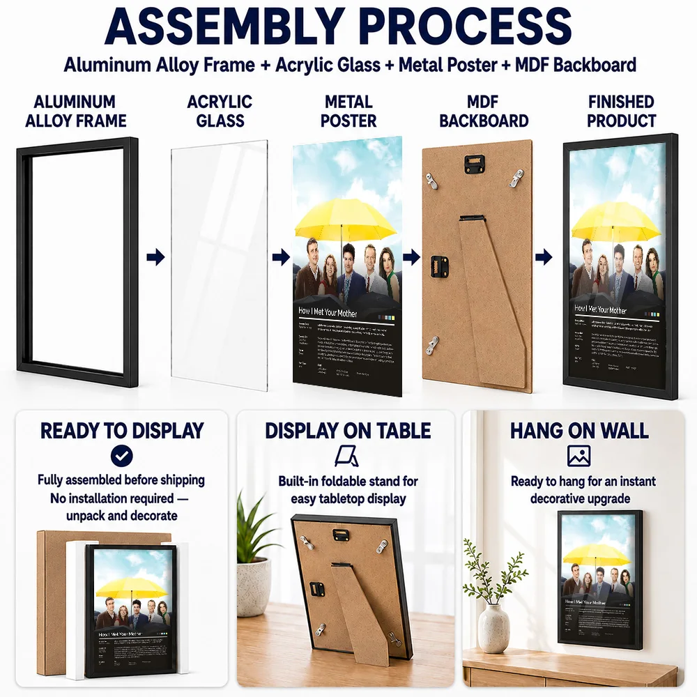 How I Met Your Mother TV Show Framed Aluminum Metal Poster Customized Screen Tribute Wall Art Ideal For Theater Or Story Lovers
