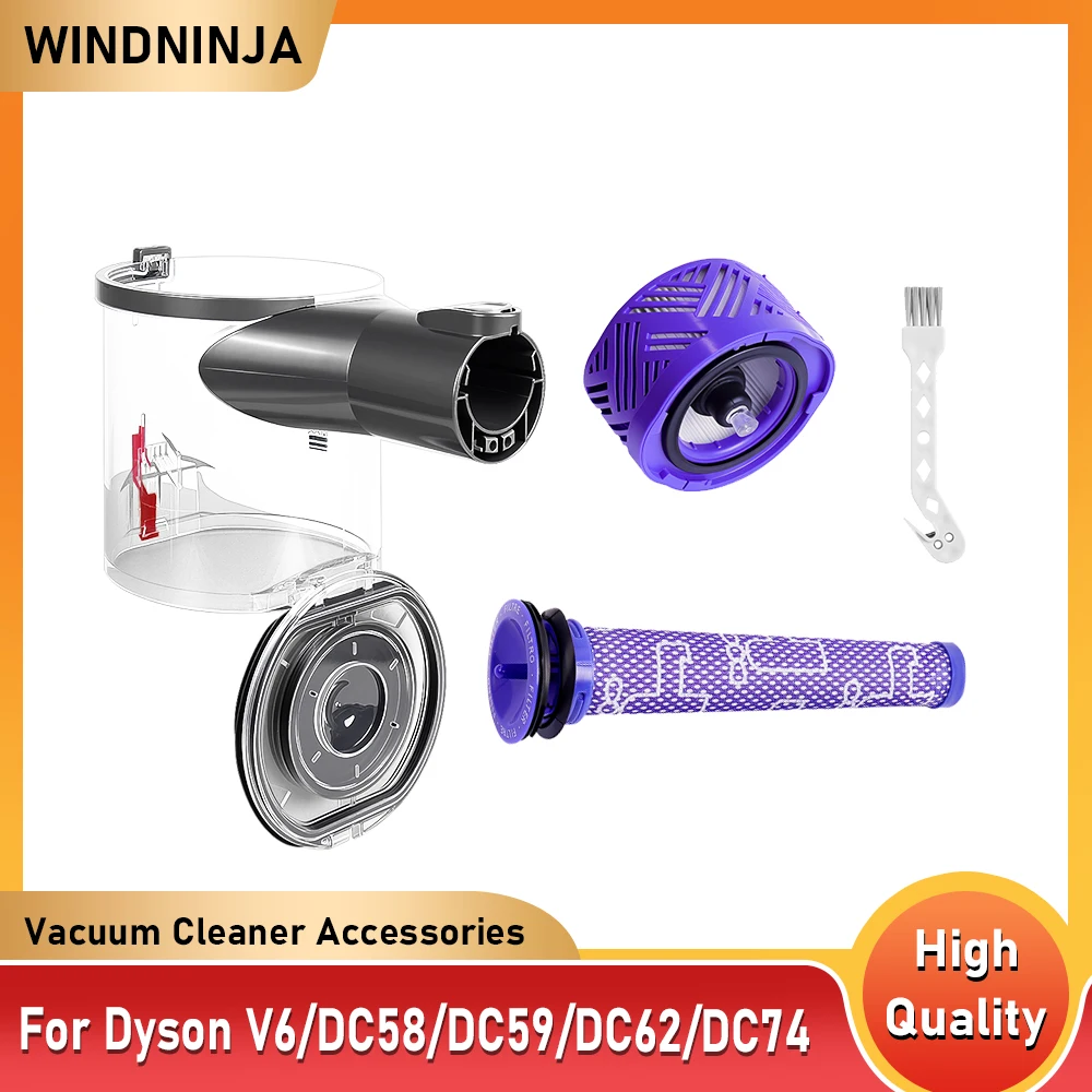 Dust Bin HEPA Filter Accessories For Dyson V6 DC58 DC59 DC62 DC74 Vacuum Part Dust Cup with A Interface Filter Replacement