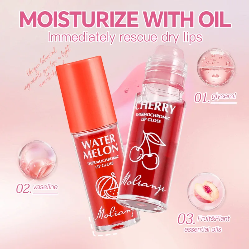 Fruit Aloe Vera Ball Lip Oil Moisturizing Anti-cracking Fading Lip Pattern Lip Ball Gloss