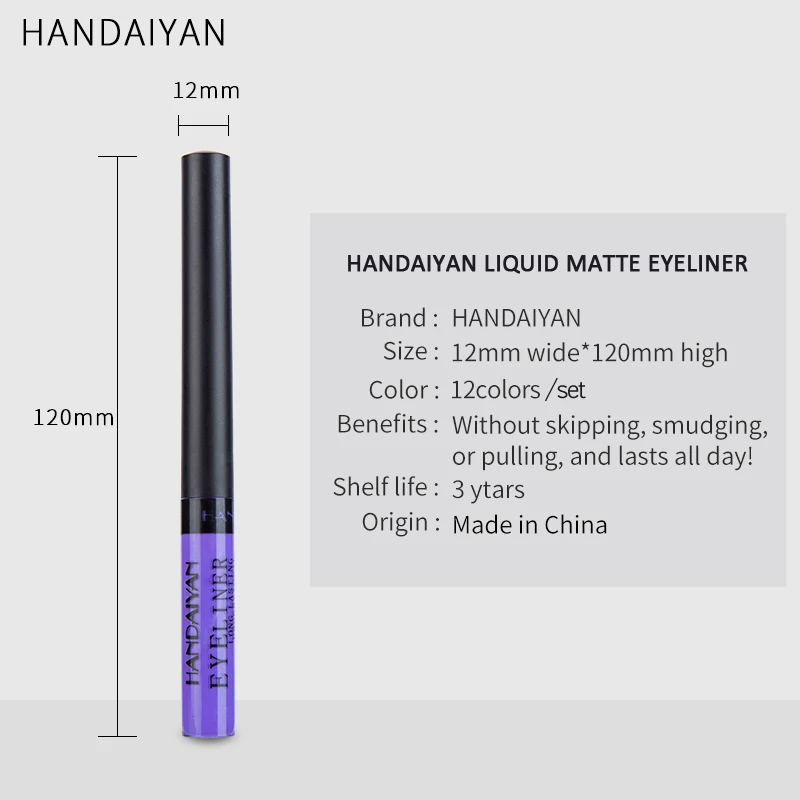 10/12 Colors/Bag Matte Eyeliner Pen Makeup Colorful Waterproof Glitter Blue Green Eye Liner Make up Long-lasting Eyeliner Pencil