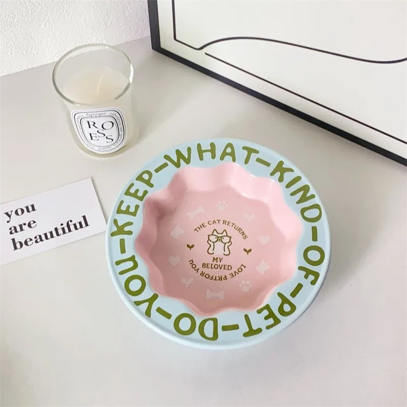 Talerze ceramiczne, wysokiej klasy talerze deserowe, talerze do sałatek owocowych, kreatywne miski na karmę dla kota, miski dla zwierząt, miski na