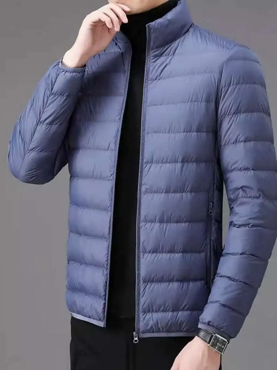 

Мужская легкая хлопковая куртка-пуховик с воротником-стойкой, теплая верхняя одежда для папы, весенняя спортивная модель