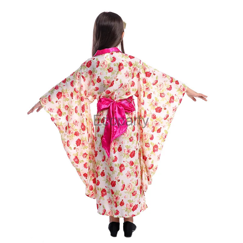 Disfraz tradicional japonés de Sakura Geisha para niñas, vestido de princesa asiática, conjunto de sombreros, trajes de espectáculo de escenario de Halloween