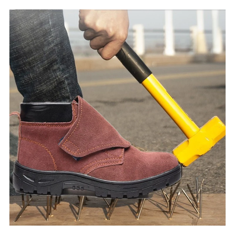 men's leisure steel toe caps working safety boots cow suede leather welding shoes platform worker security boot ankle safe botas