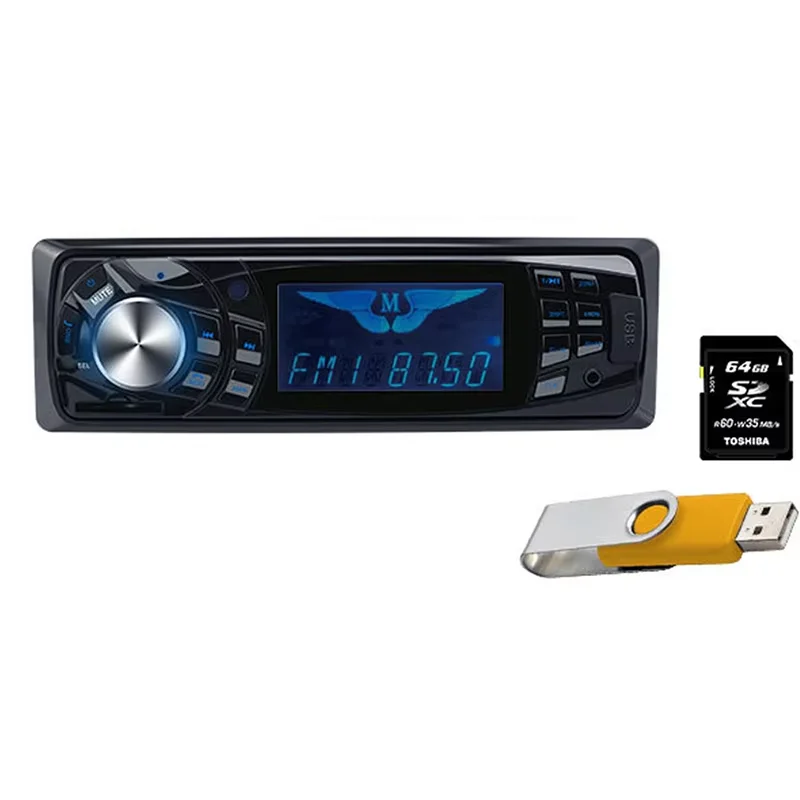 

1 Din In-Dash Car Audio Stereo: FM Receiver, Bluetooth, SD/USB/Aux Input, 12V MP3 Player with Vehicle Accessories