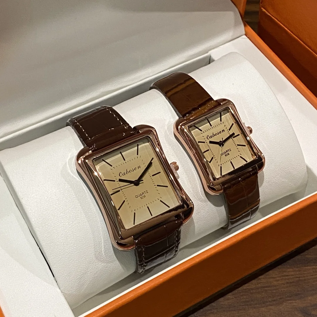 คู่นาฬิกาควอตซ์ธุรกิจผู้หญิงผู้ชาย Analog นาฬิกาข้อมือหนัง Band นาฬิกาสุภาพสตรี Relogio Masculino Reloj Mujer
