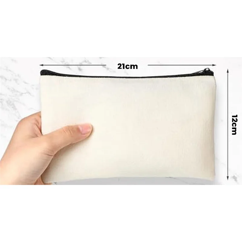A34M-50Pcs 캔버스 지퍼 주머니 빈 DIY 공예 가방 캔버스 메이크업 가방 메이크업 여행을위한 다목적 주머니 세면 용품 토트 백