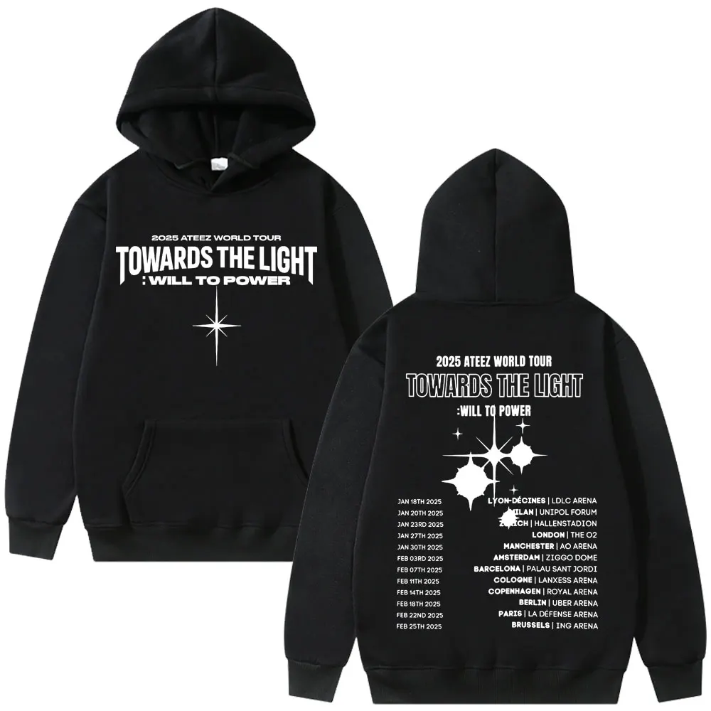 

ATEEZ Towards The Light Will To Power 2025 World Tour Double Sided Print Hoodie Men Women Fashion Korean Kpop Hooded Sweatshirt