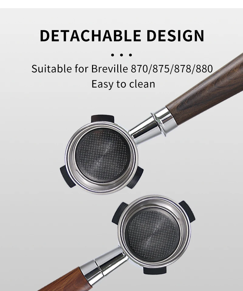 54 mm Kaffee-Siebträger ohne Boden, nackt für Breville Sage 870 878 880 Filterkorb, Espressomaschine, Zubehör, Barista-Werkzeuge – Detail 8