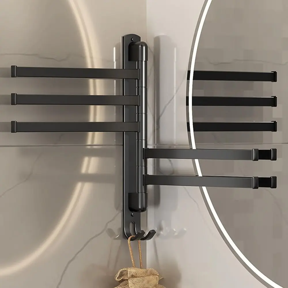 

180°Rotating Suction Cup Towel Rack Wall-mounted 2/3/4/5 Towel Bars Bathroom Towel Pole Multi-pole Foldable Toilet Towel Rod