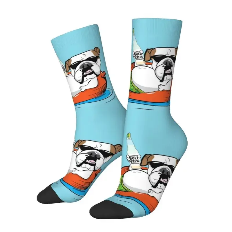 Funny English Bulldog In Innertube Socks Men Women Warm 3D Printing Pet Dog Lover Sports Football Socks