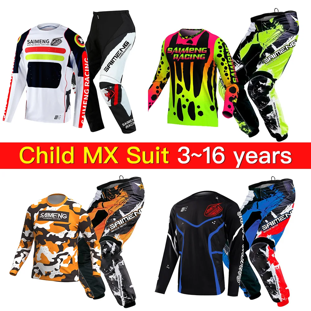 

Комплект для мотокросса (футболка и брюки) для детей с именем и номером, для мальчиков и девочек, для мотоциклов, внедорожных гонок, эндуро, кросса, 2026