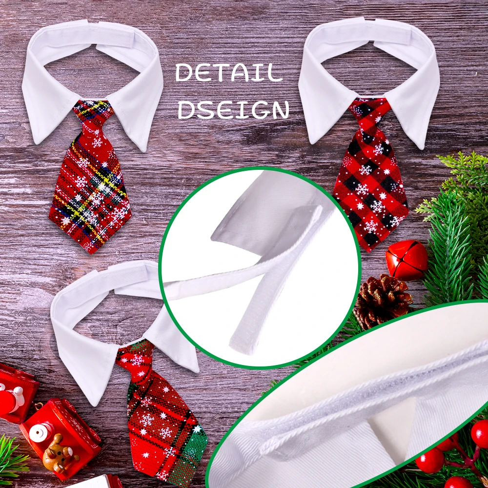 1PCS Christmas Neckties For Dogs Winter Classical Plaid Adjustable Dog Collars Pet Dog Grooming Accessories Puppy Bowties