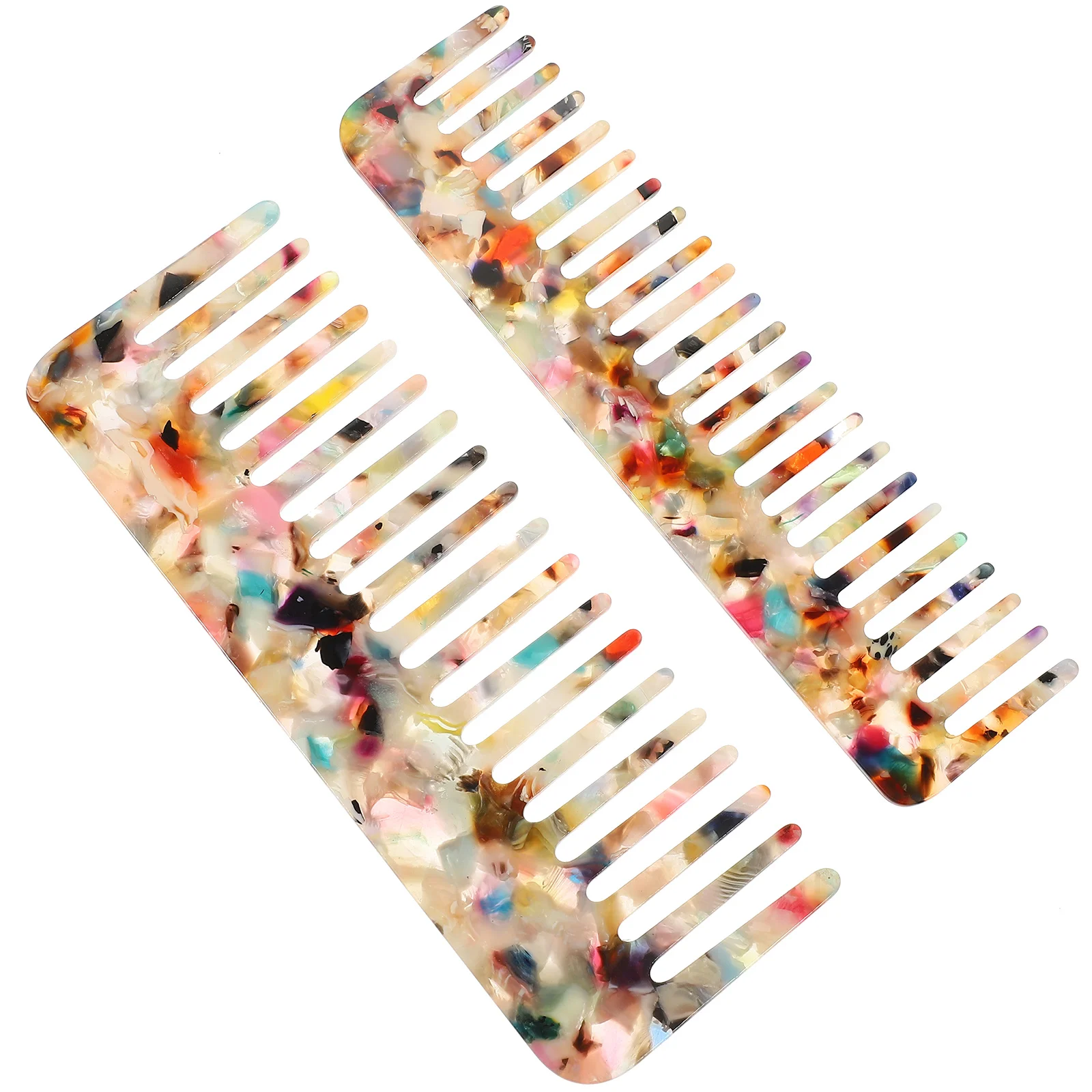 2 قطعة مشط لفك تشابك الشعر من الرخام ذو أسنان واسعة، حجم صغير، تدليك مريح لفروة الرأس للشعر المجعد المستقيم والسفر إلى المنزل #4