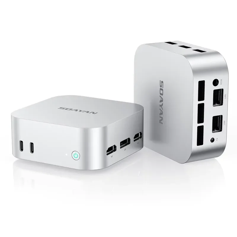 BOLRZO Mini PC N100 Quad Core 12GB LPDDR5 512GB SSD DP 4K Dual LAN Dual Type-C Win11 Pro Linux Small Desktop PC