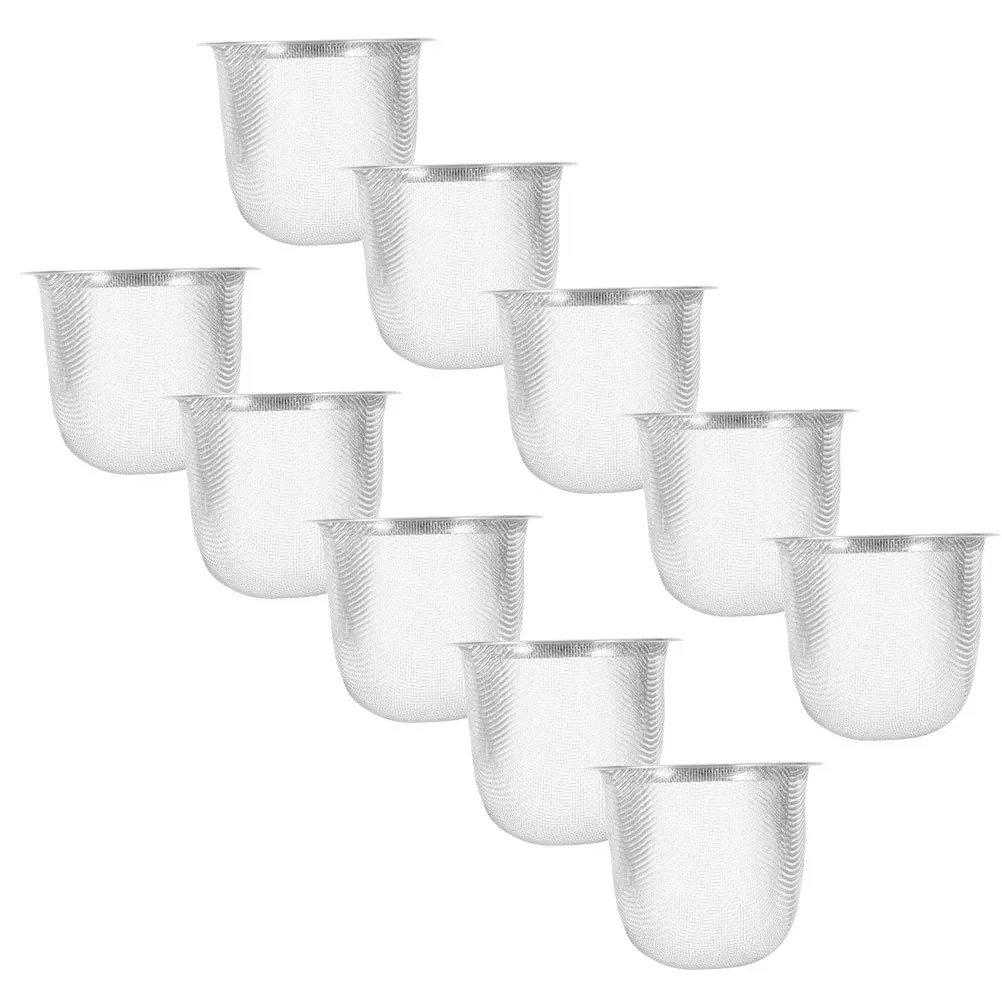 

10pcs Stainless Steel Filter Mesh Reusable Strainer For Loose Leaf Tea Home Office Use Tea Infuser Cup Accessories