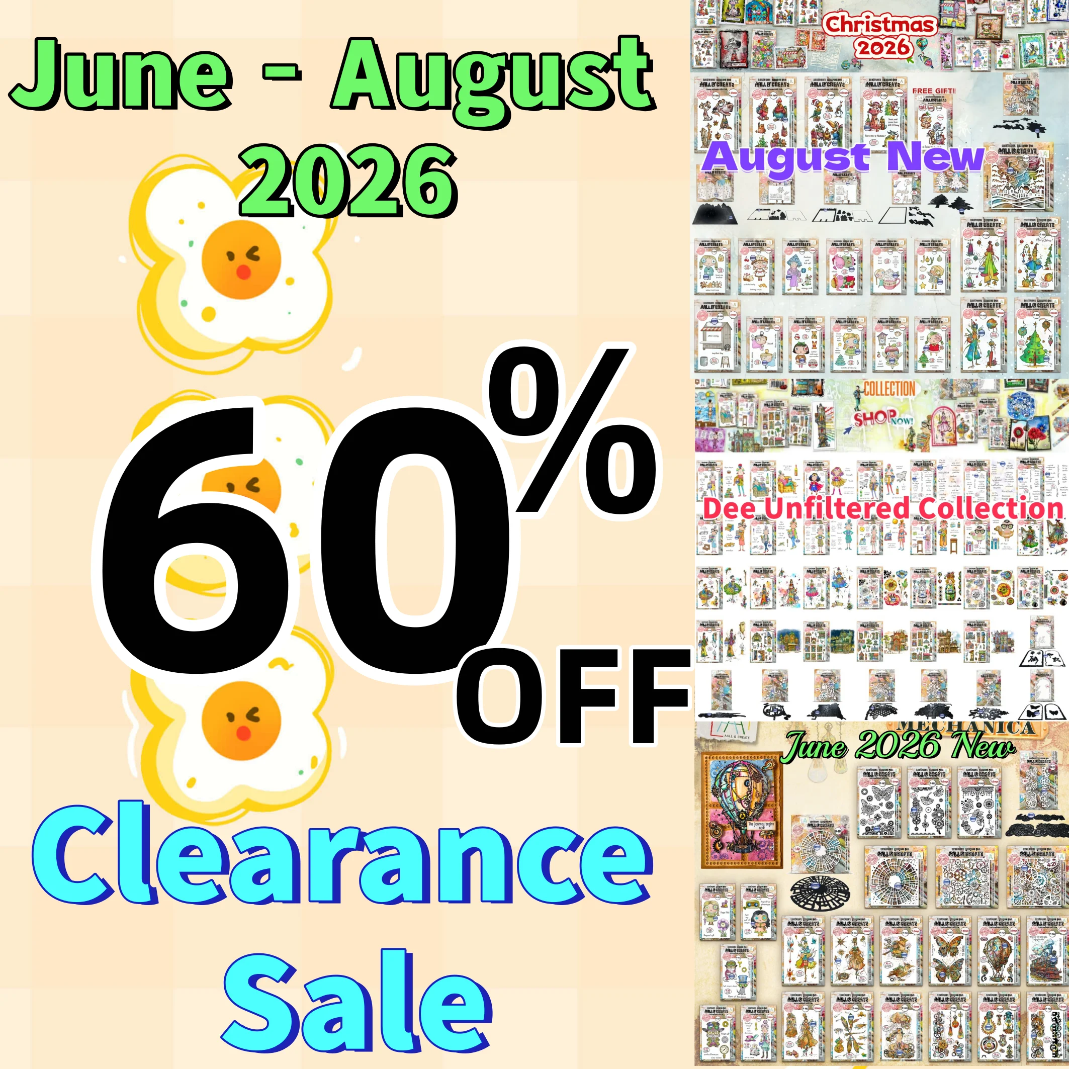 Clearance Sale 2026 Collection June To August Metal Cutting Dies Clear Stamp Stencil for DIY Scrapbook Craft Decoration Template