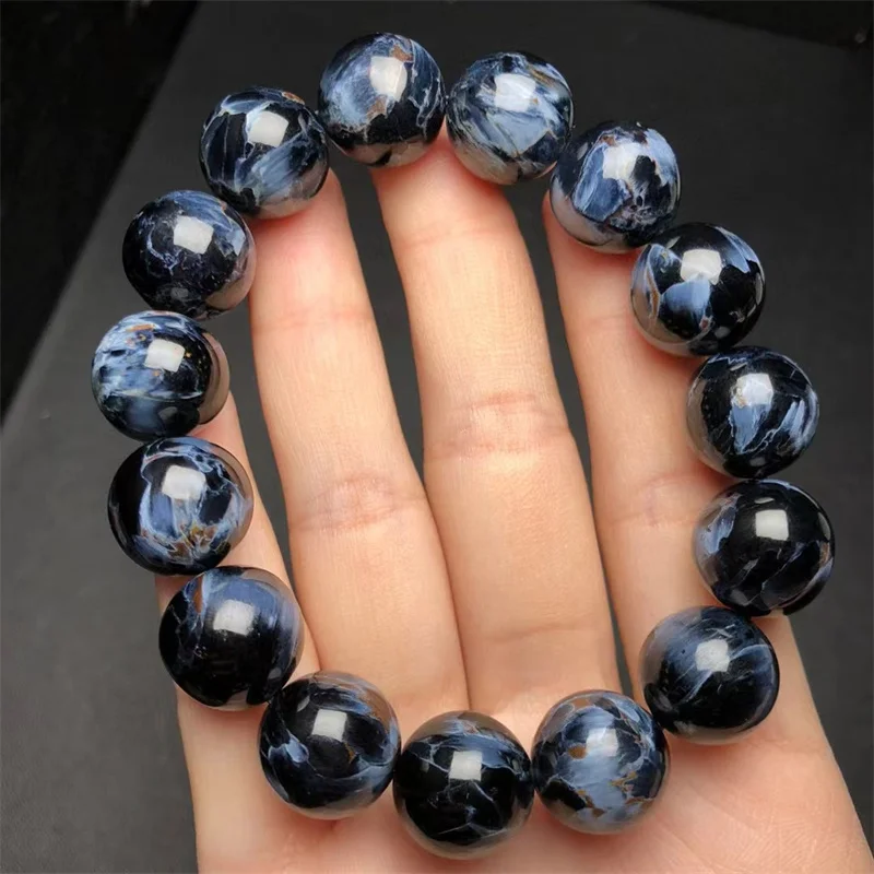 

15MM Natural Blue Peter Stone Bracelet String Charms Strand Exquisite Jewelry Birthday Gift Healing Crystal Energy Gift 69g 1pcs