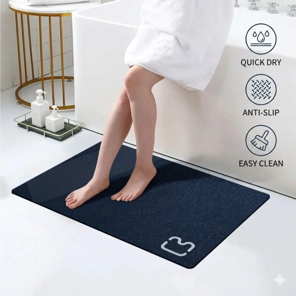 Diatomaceous Earth Bath Mat Quick Dry Super Absorbent Anti Slip Diatomite Stone Shower Floor Rug Bathroom Washable Accessories