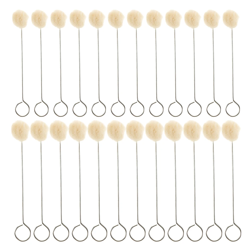 

60pcs Wool Daubers Brush Metal Handle Soft Ball Applicator Tool For Dyeing Crafts Diy Furniture Car Interiors Durable