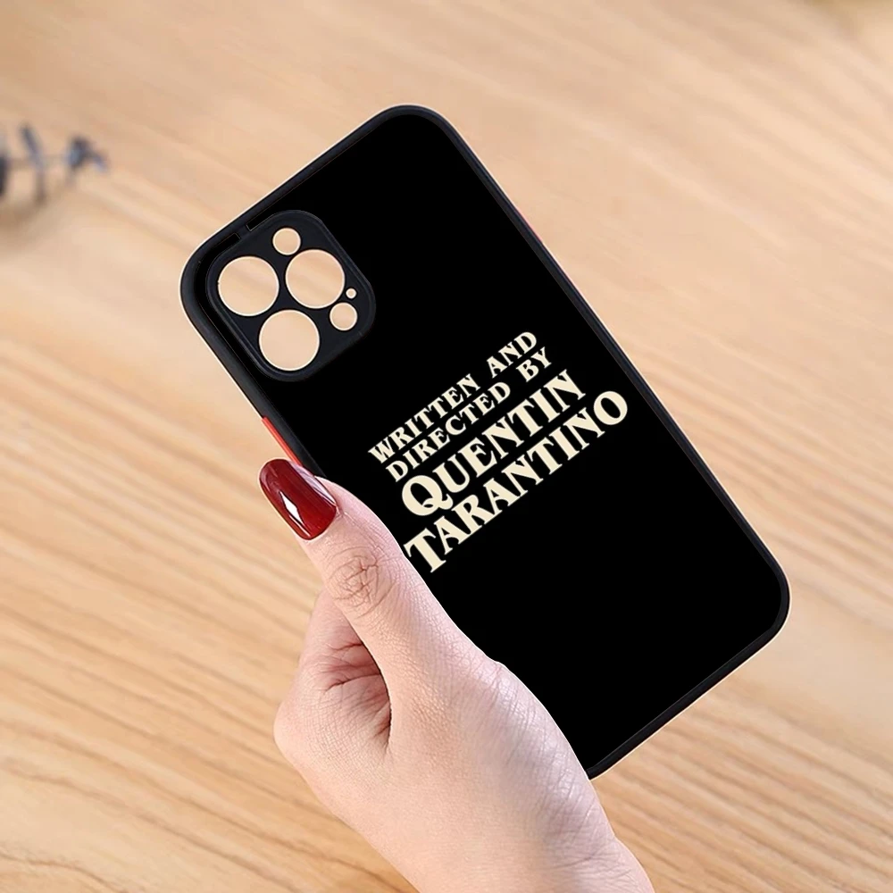 Capa preta fosca de telefone Quentin Tarantino para iPhone 16Pro Max, 15, 13, 12, 11, 14 Pro Max, Mini Plus, XS, XR