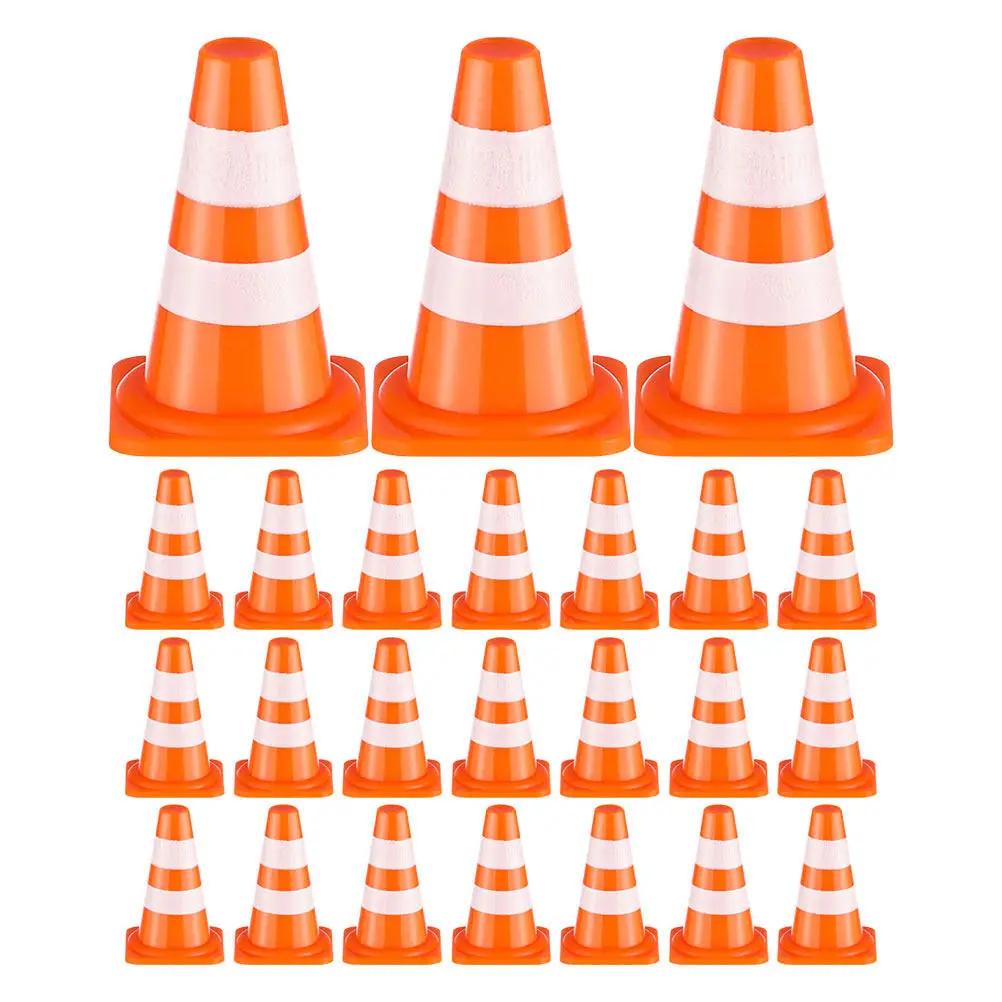 

24 миниатюрных оранжевых дорожных конуса, модели дорожных знаков для строительных площадок, аксессуары для обучения дорожному движению на улицах