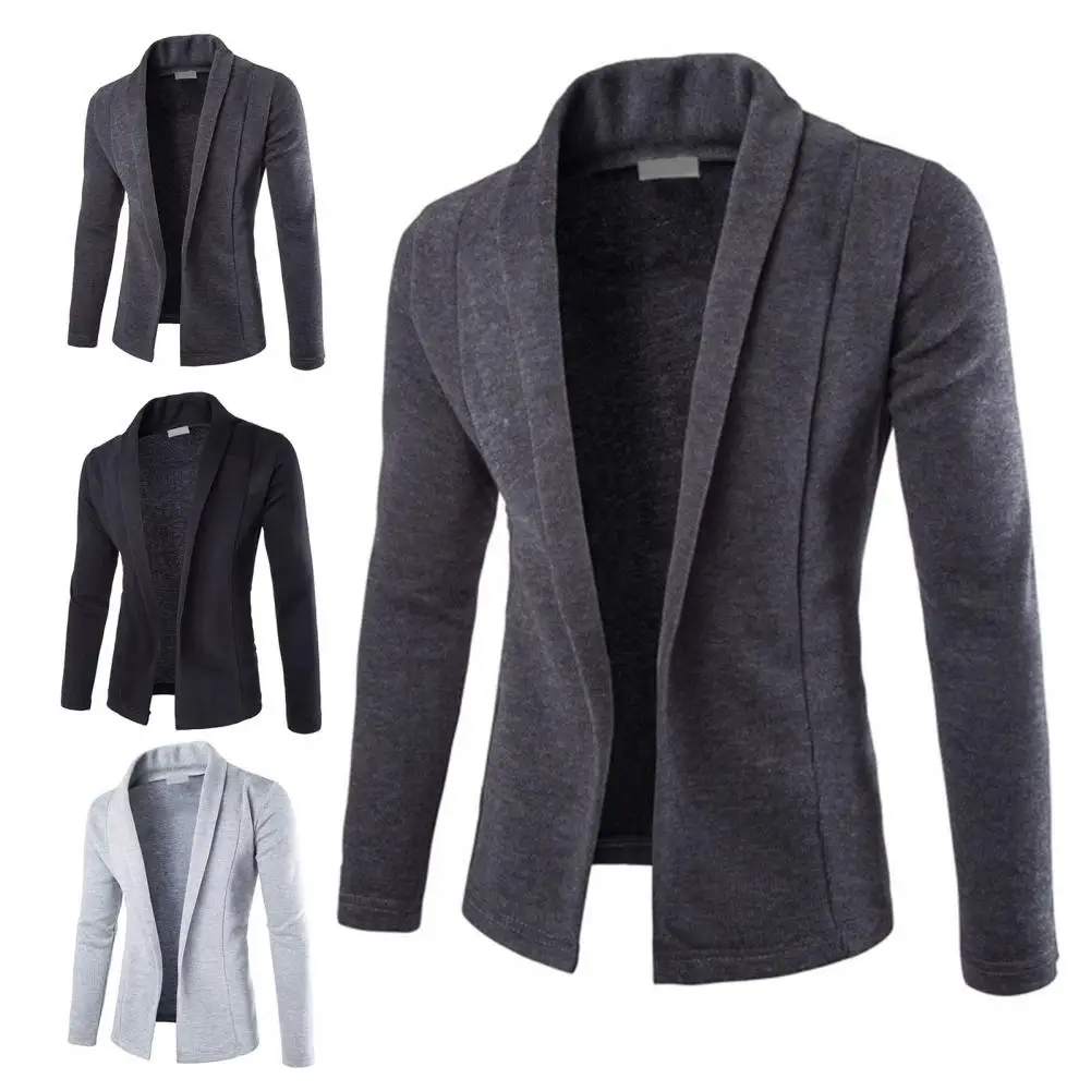 Stylish  Men Coat Coat Slim Fit Long Sleeve Casual Coat Solid Color Men Accessory Business Jacket for Daily Wear