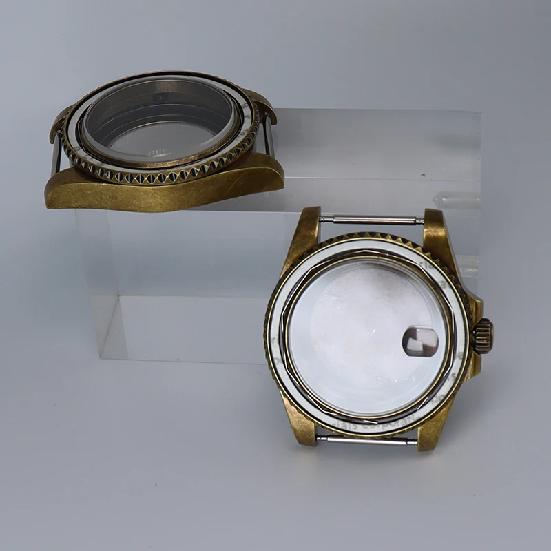 حافظة ساعة NH35 برونزية 40 مللي متر مع كريستال الياقوت مقاومة للماء لحركة GMT SUB Seiko NH34 NH35 NH36 NH38 4R36 120 نقرات