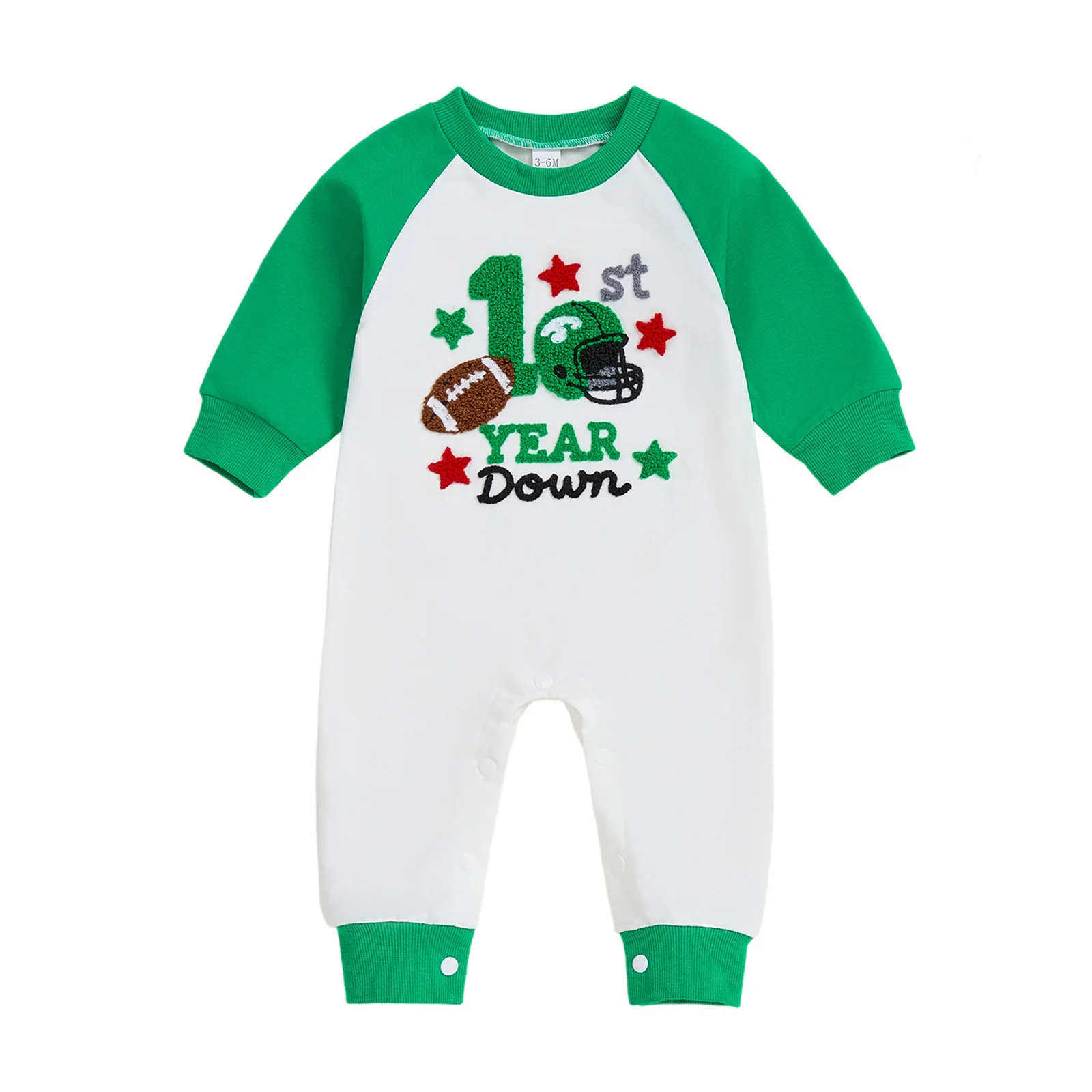 قميص للأولاد بأكمام طويلة مطرز بمنشفة الرجبي الأولى، بذلة بأكمام طويلة ملونة للأطفال