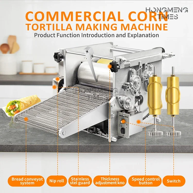 Commercial Electric Tortilla Maker - Automatic Roti/Chapati/Flatbread Machine - 1500pcs/hr - Adjustable Size & Thickness