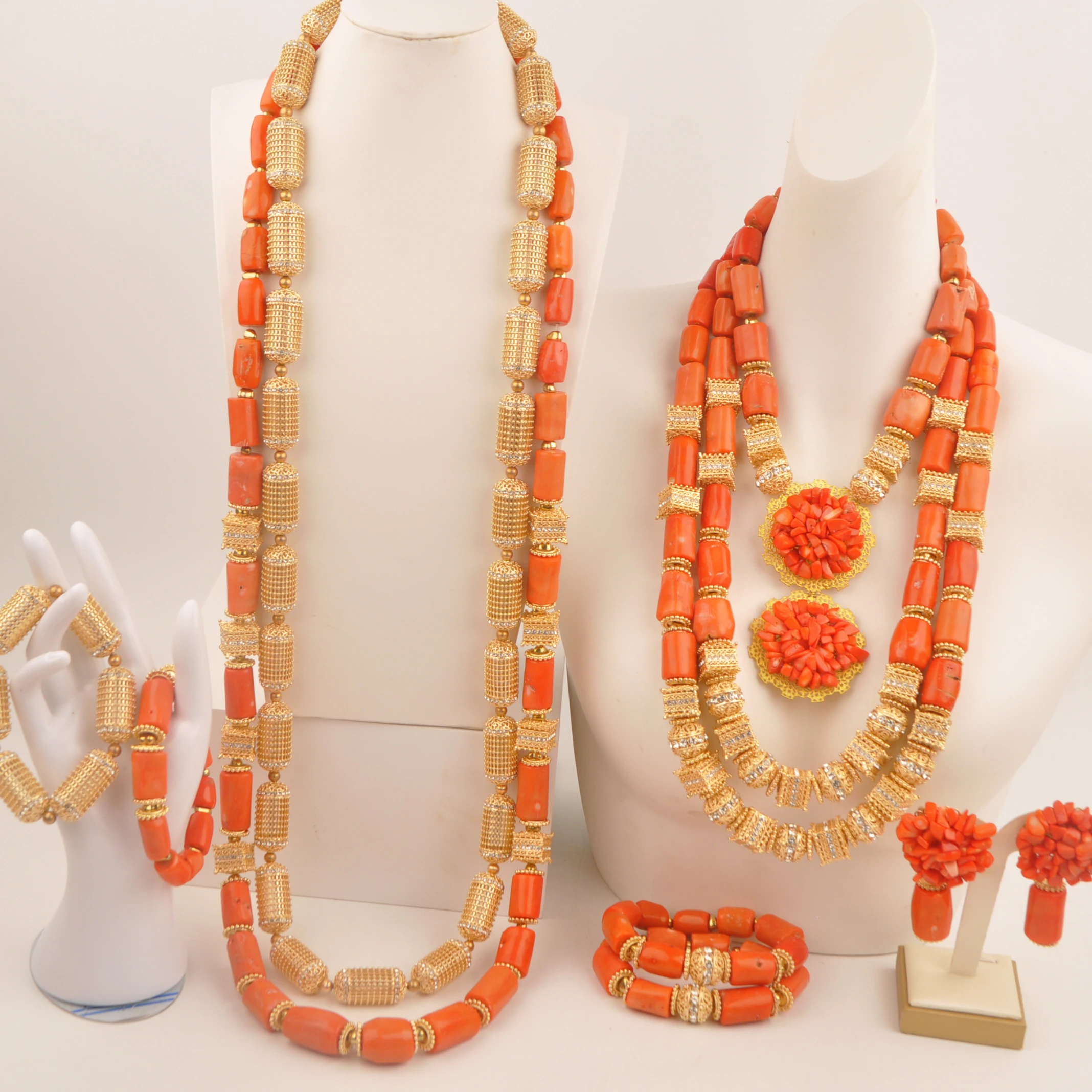 

Orange Necklace Natural Coral African Wedding Nigeria Fashion jewelry collection