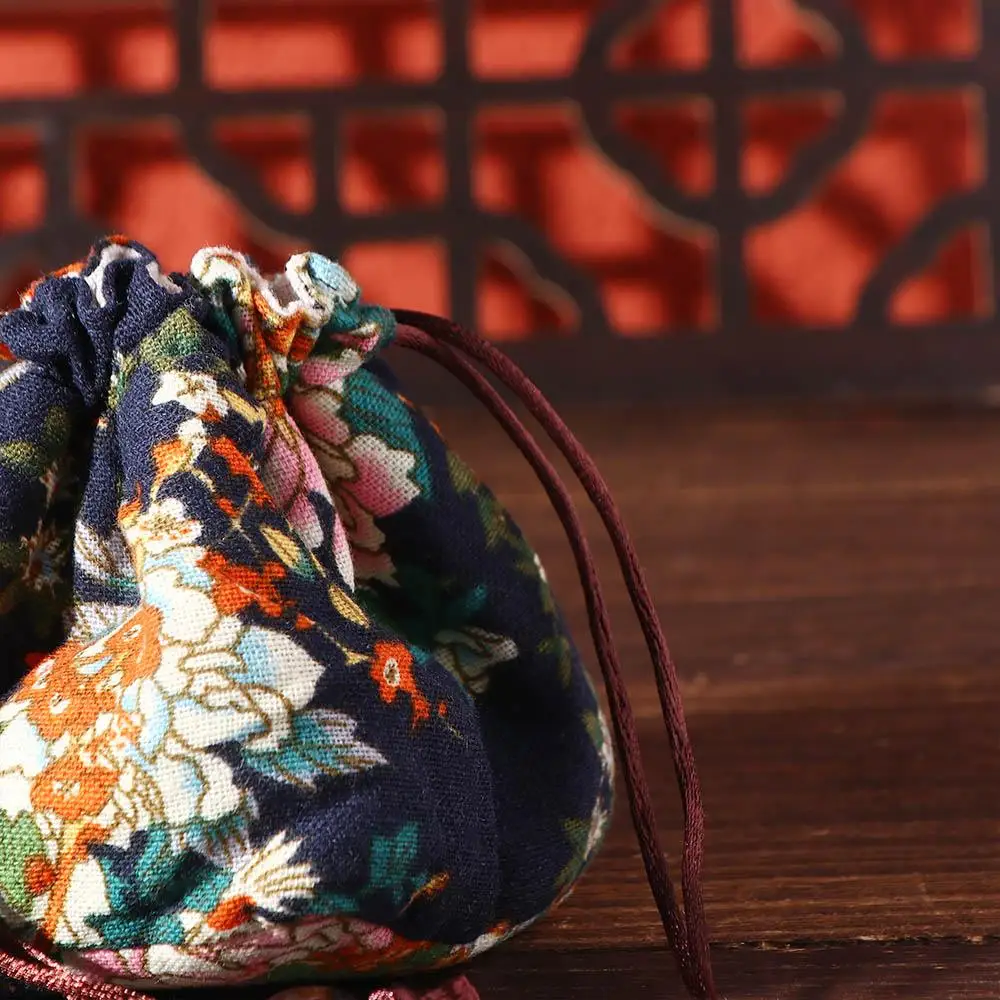 Pattern Small Purse Drawstring Bundle Pocket Jewelry Storage Bag Tea Tools Teaware Storage Bag Teapot Bundle Pocket Teacup Bag