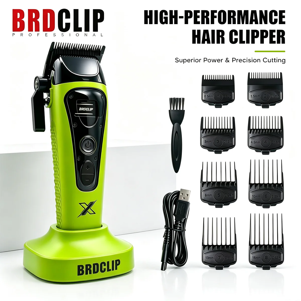 BRDCLIP Profi Haarschneidemaschine Haartrimmer Verstellbar Haarschneidemaschine Bürstenloser Außenläufermotor Haarschneidegerät Kabellos Trimmer für Herren BRD-R1