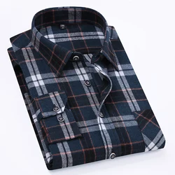 Men's 100% Pure Cotton Flannel Soft Regular-fit Long Sleeve Brushed Shirt Single Pocket Comfortable Casual Plaid Shirts S-11XLXL