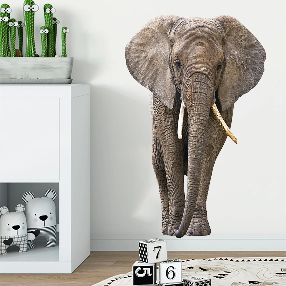 1pc 3D Elephant Wall Sticker For Kids Baby Rooms Self-adhesive Waterproof Wallpaper Living Rooms Wall Decals 45X70cm