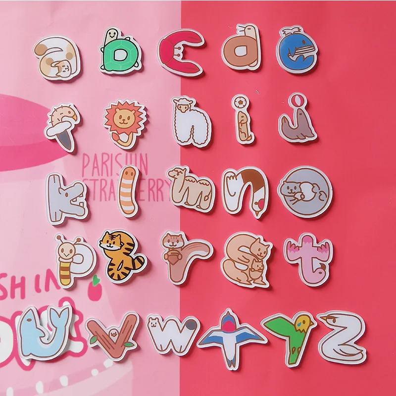 26Pcs/Lot Creative Fridge Magnet Magnetic Letters for Fridge Animal Magnets for Kids Alphabet Magnets for Toddlers Magnetic Toys