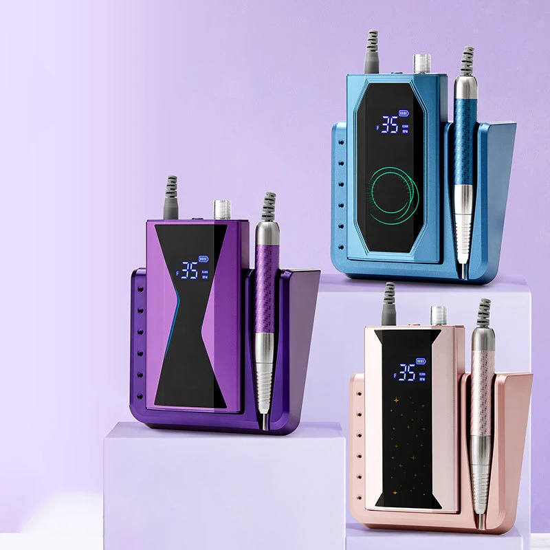 Leistungsstarker 85-W-Akku-Nagelbohrer ohne Bürsten, langlebiger Nagelbohrer mit 40.000 U/min und standmontiertem Nagellackfüller